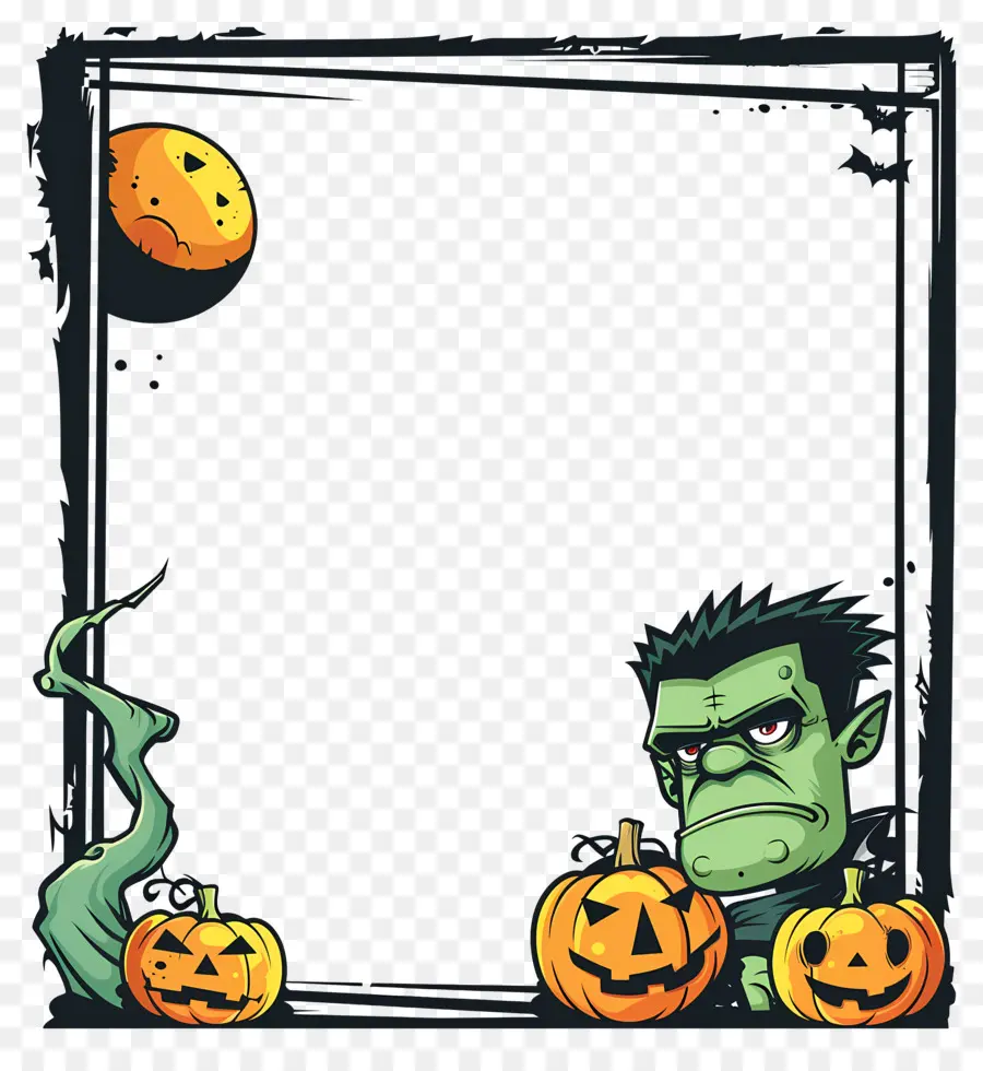 Moldura De Halloween，Monstro Verde PNG