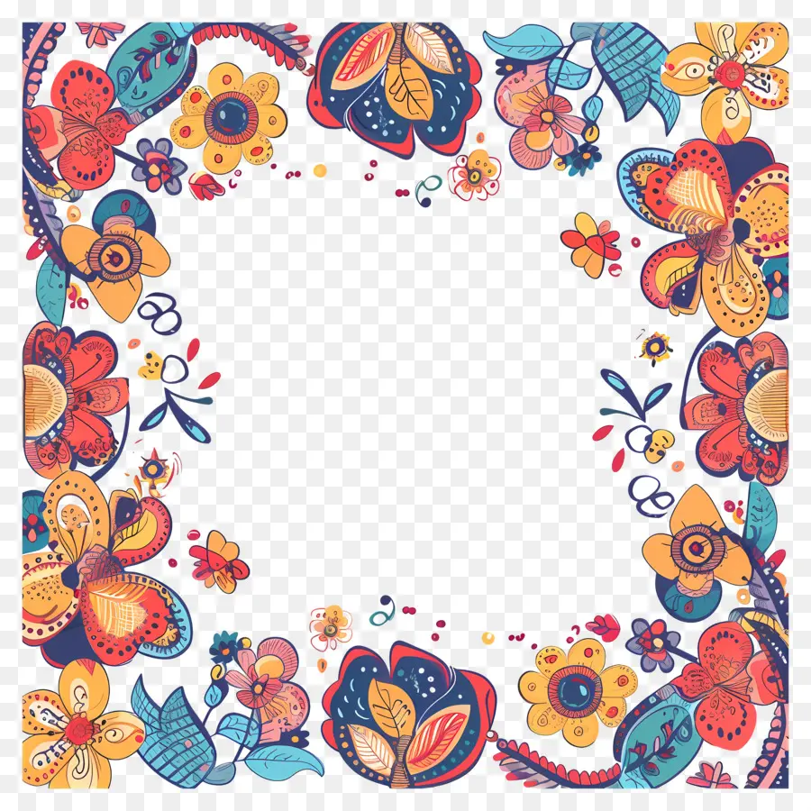 Moldura Floral，Moldura Floral Colorida PNG