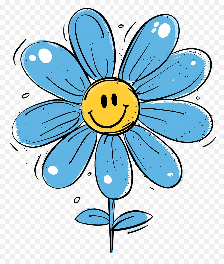 Emoji De Flor，Flor Azul Sorridente PNG