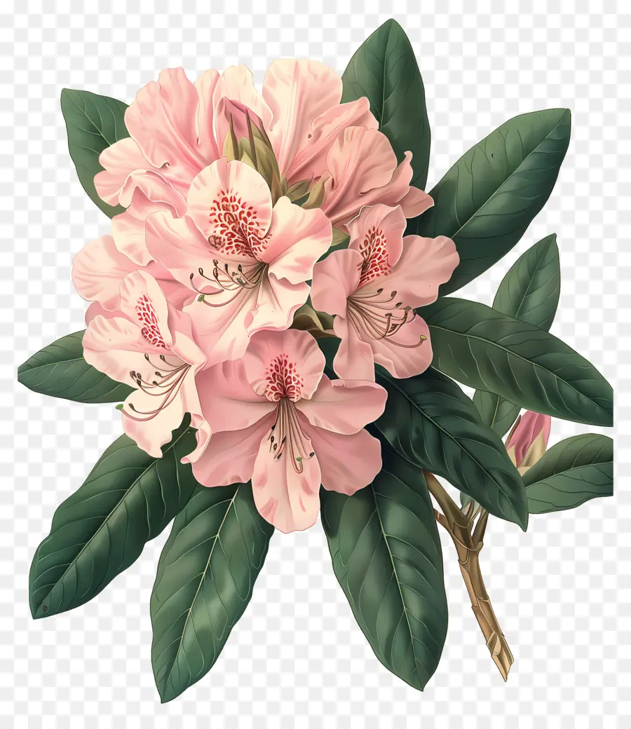 Flores Vintage，Rododendro Rosa PNG