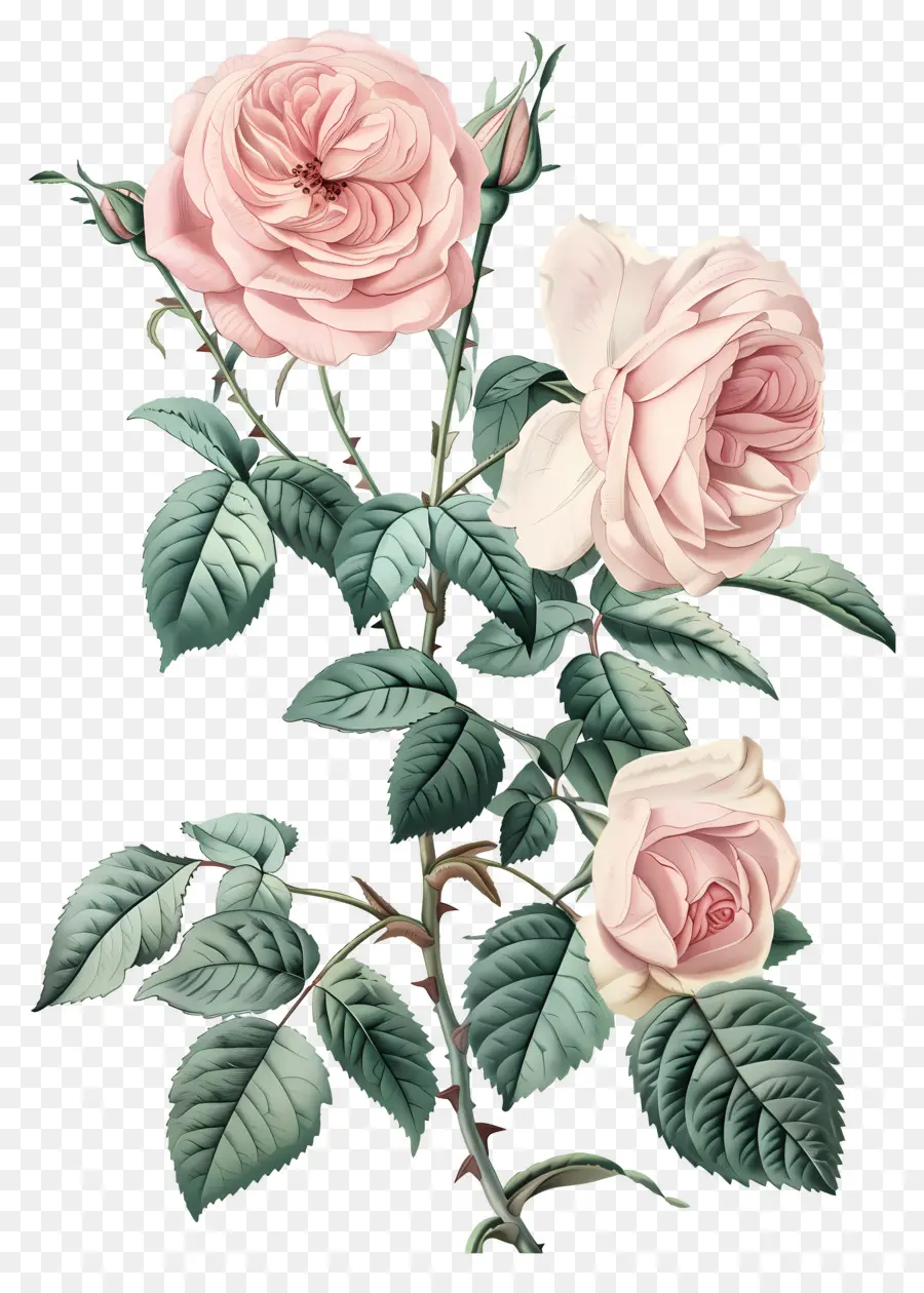 Flores Vintage，Rosa Rosa PNG