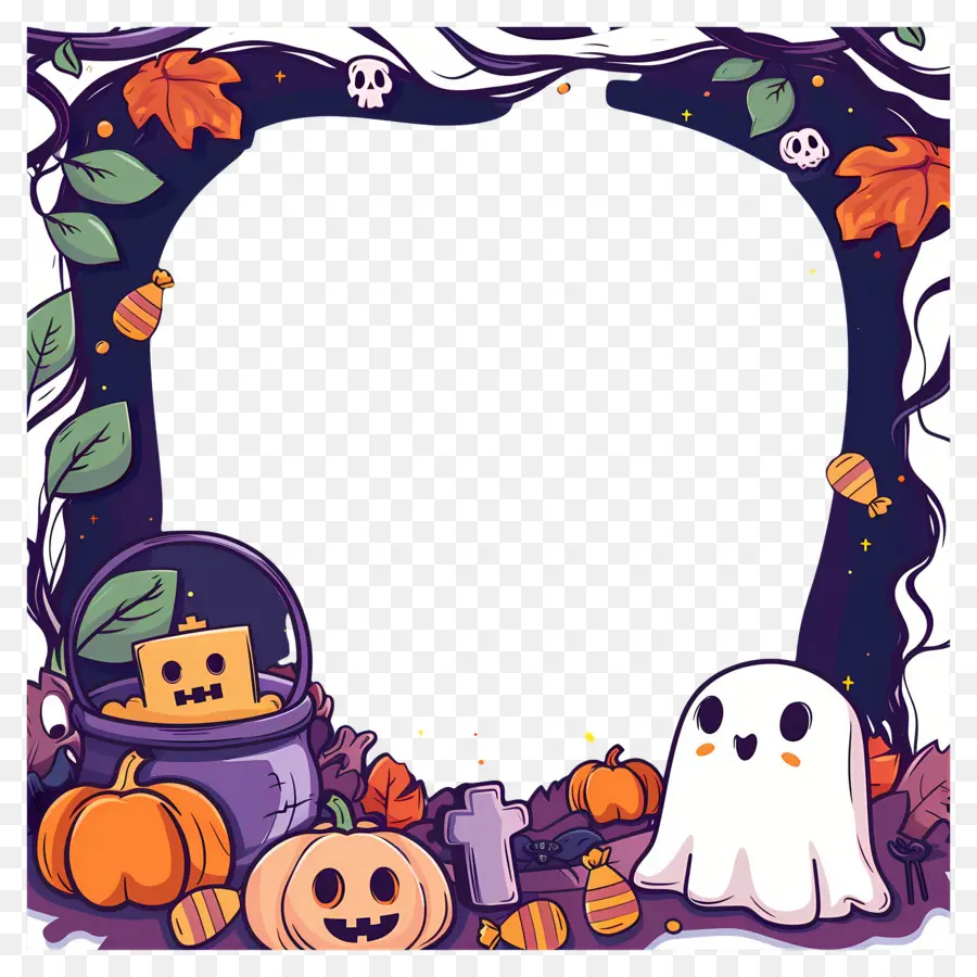 Moldura De Halloween，Moldura Fantasma De Halloween PNG