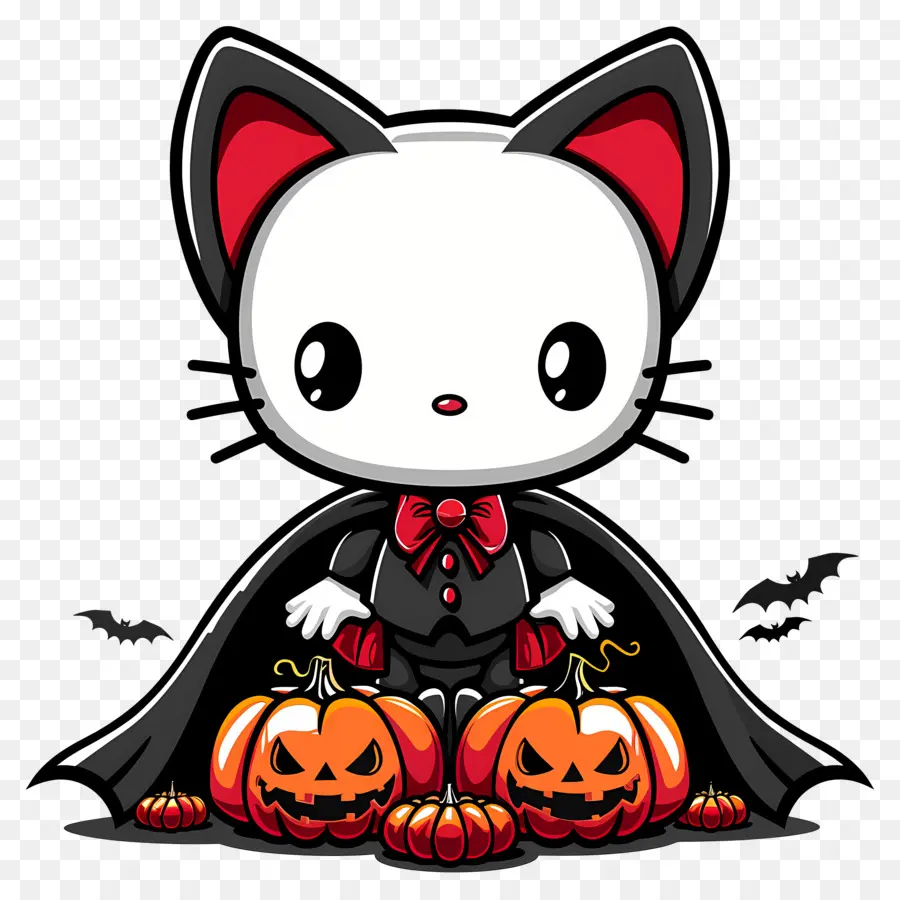 Olá Kitty Halloween，Gato Com Asas PNG