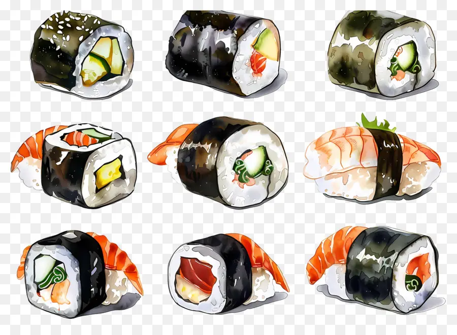 Sushi Aquarela，Sushi PNG