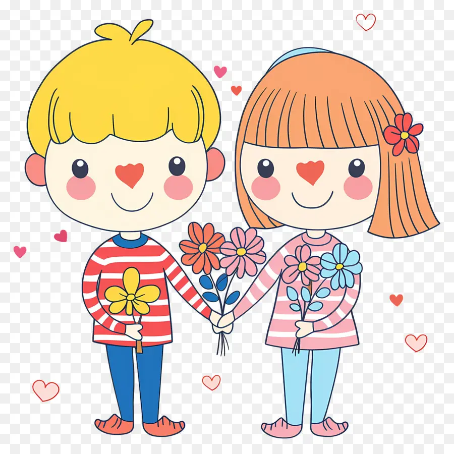 Casal De Desenho Animado，Casal Com Flores PNG