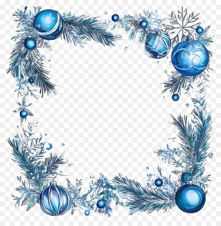 Moldura De Natal Azul，Coroa Azul PNG