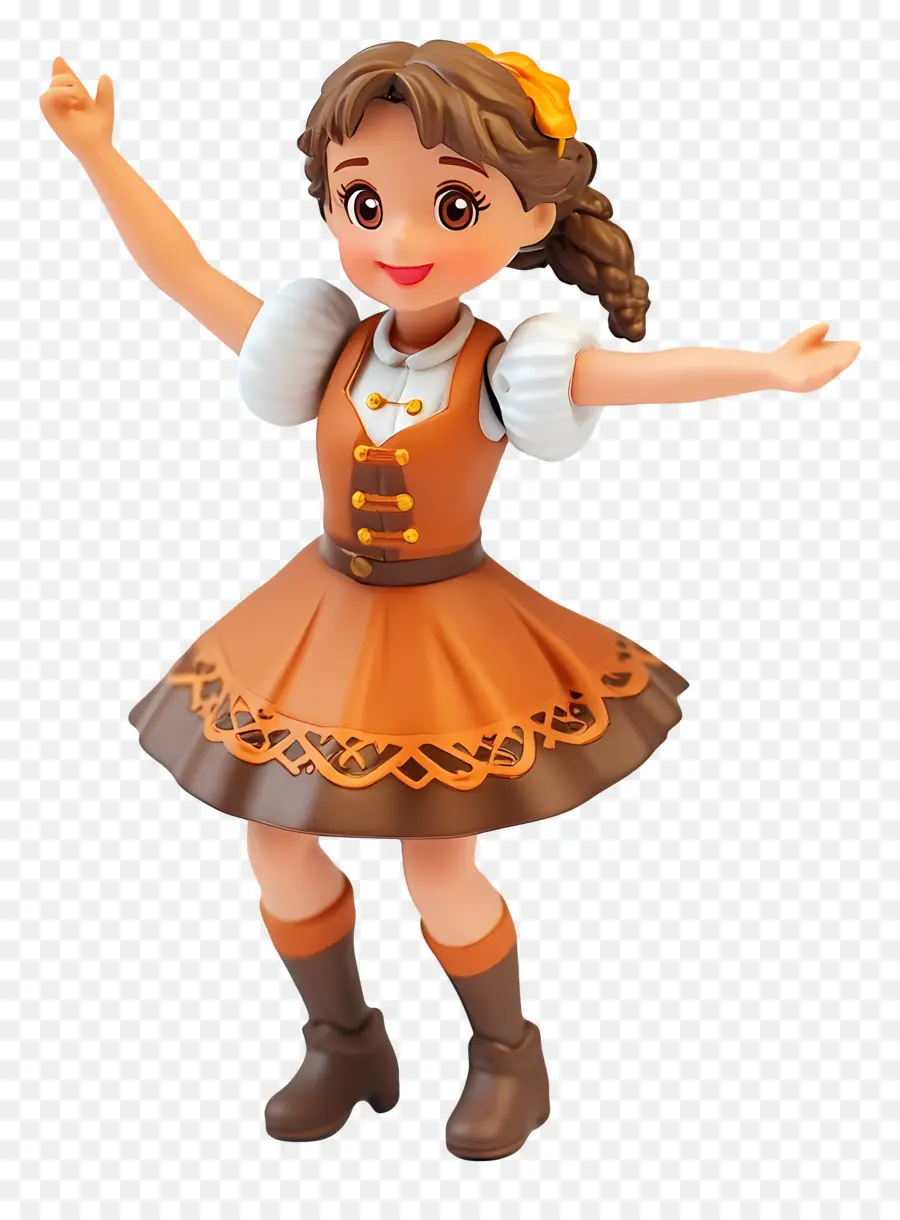 Dançarino Da Oktoberfest，Boneca Fofa Com Vestido Marrom PNG