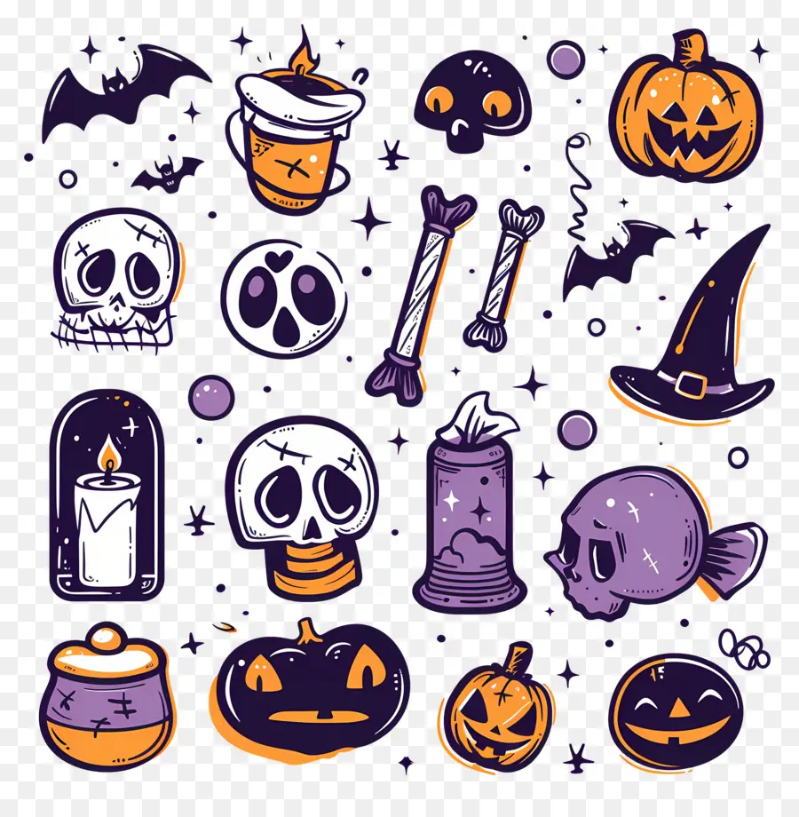 Fundo De Halloween，Doodles De Halloween PNG