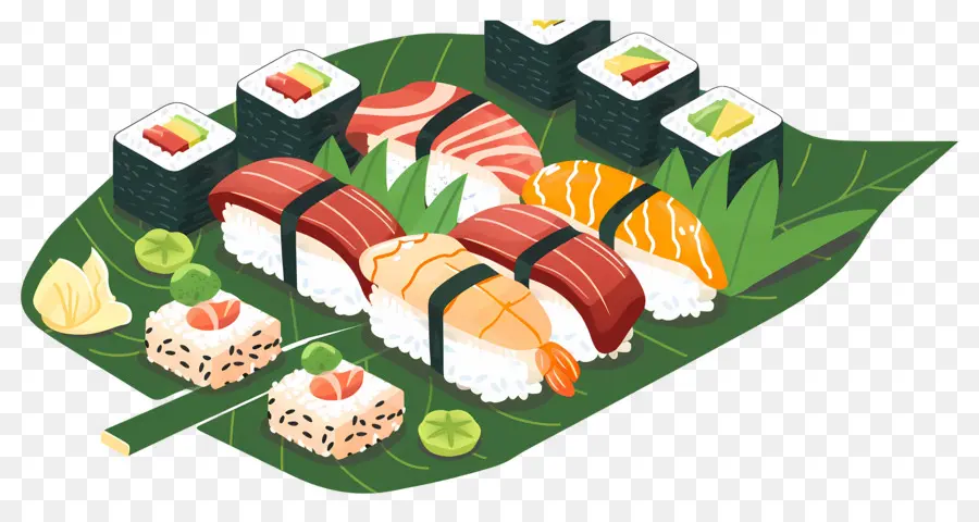 Sushi Na Folha，Sushi PNG