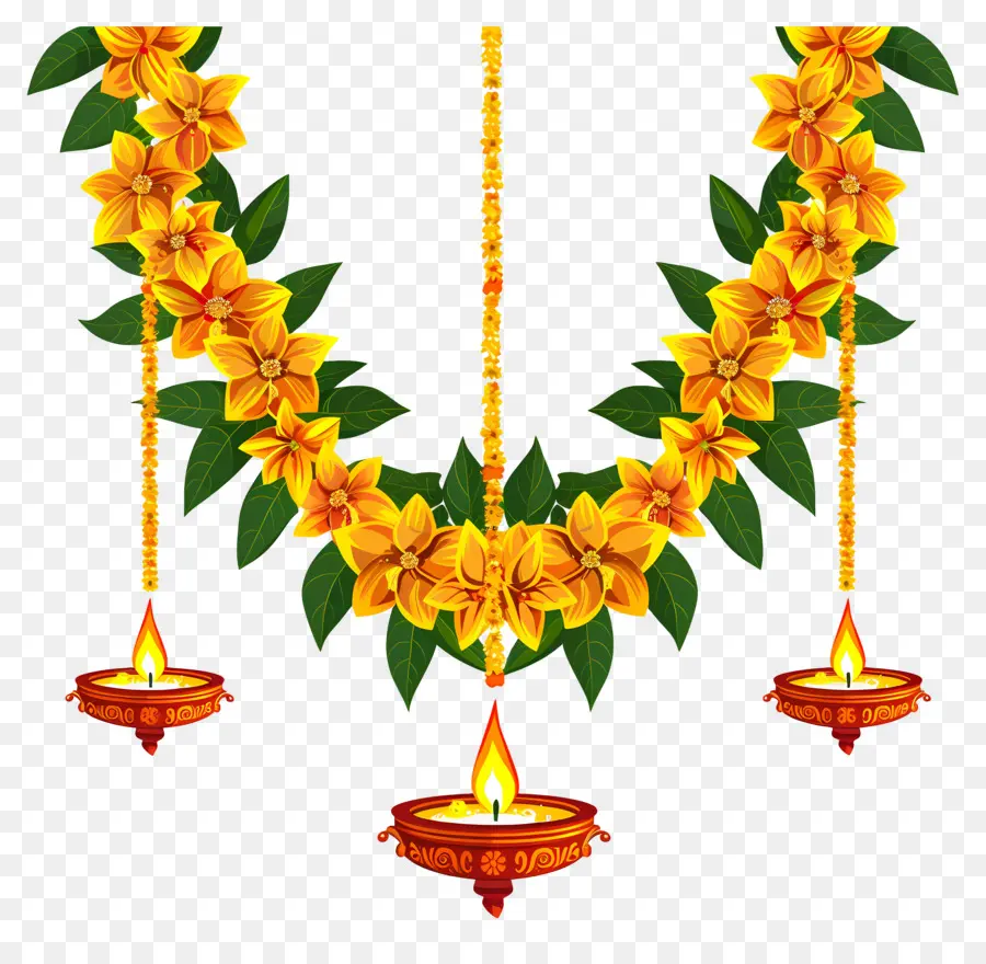 Guirlanda De Calêndula Diwali，Guirlanda De Flores PNG