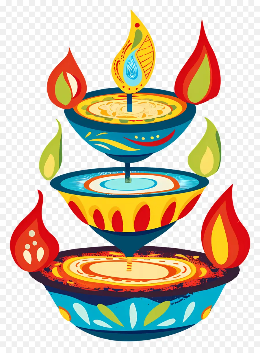 Vela Diwali，Diya Colorido PNG