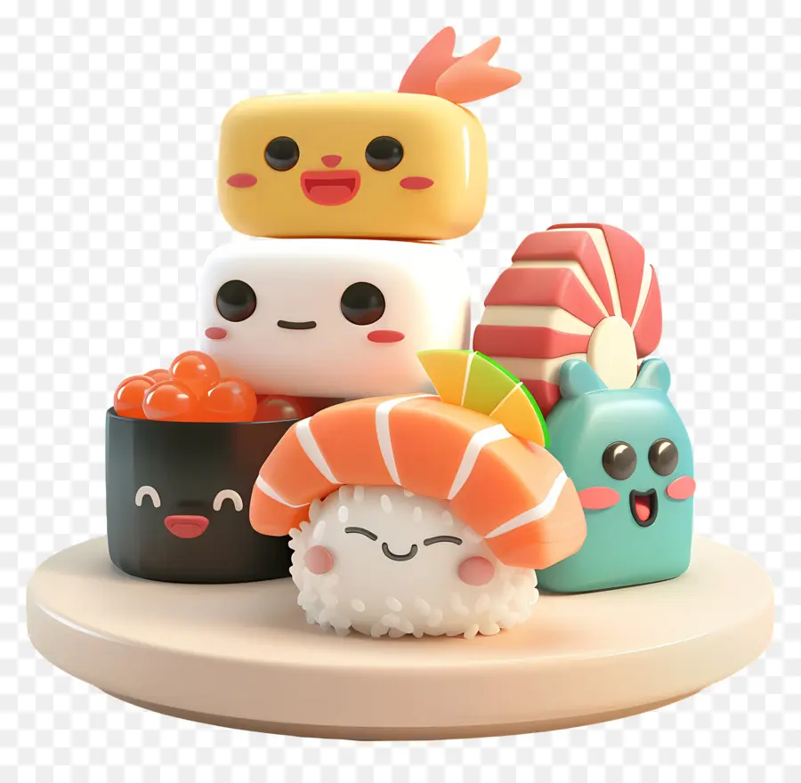 Sushi De Desenho Animado，Personagens Fofinhos De Sushi PNG