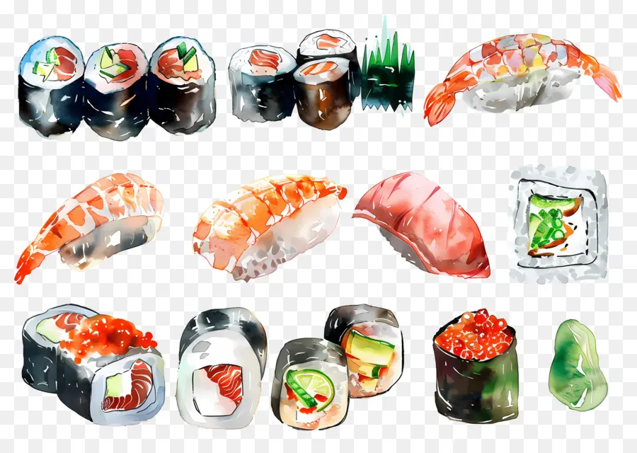 Sushi Aquarela，Sushi PNG