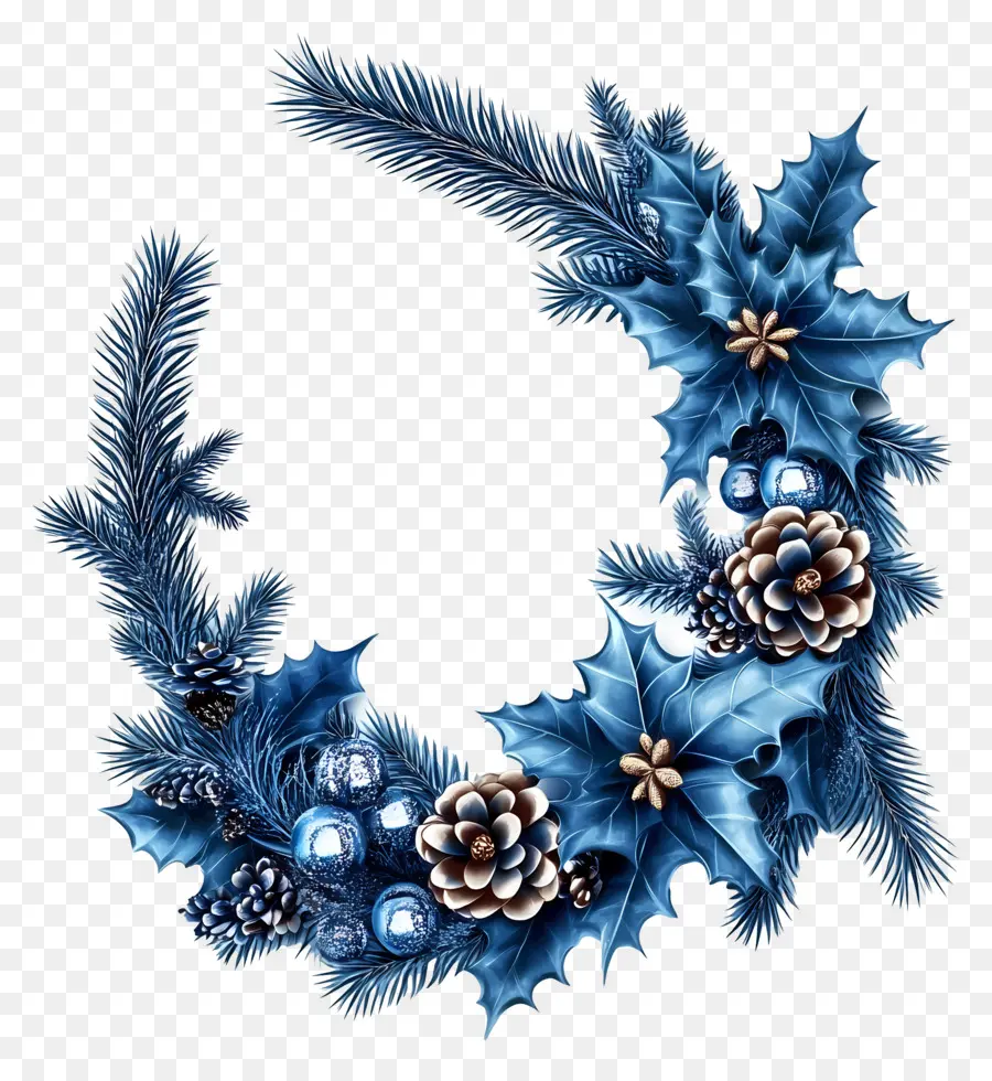 Moldura De Natal Azul，Coroa Azul PNG