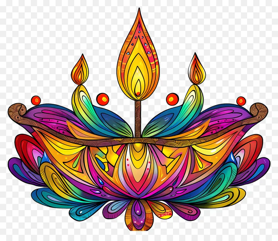 Diwali Diya，Diya Colorido PNG