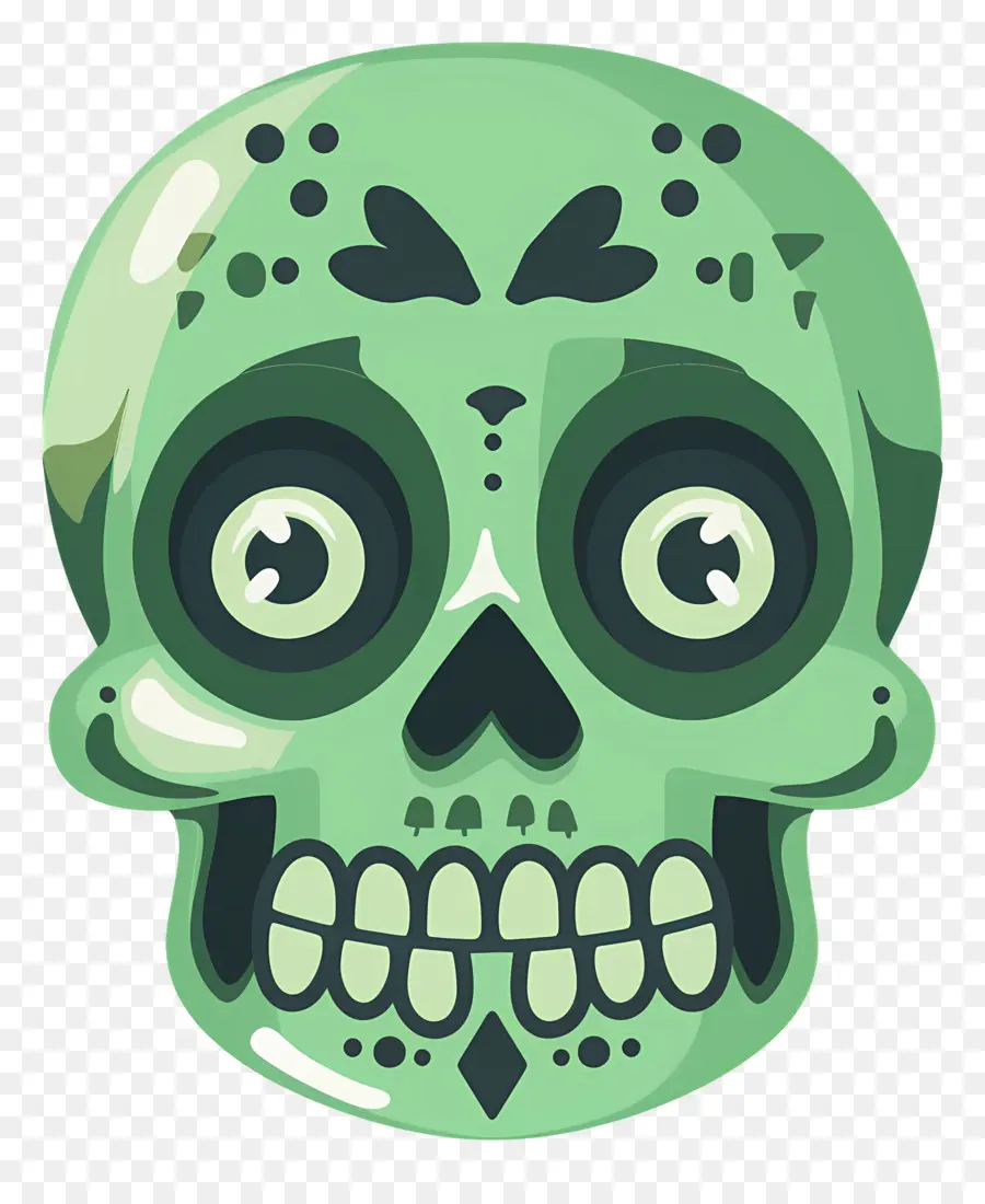 Caveira De Halloween，Caveira Verde PNG