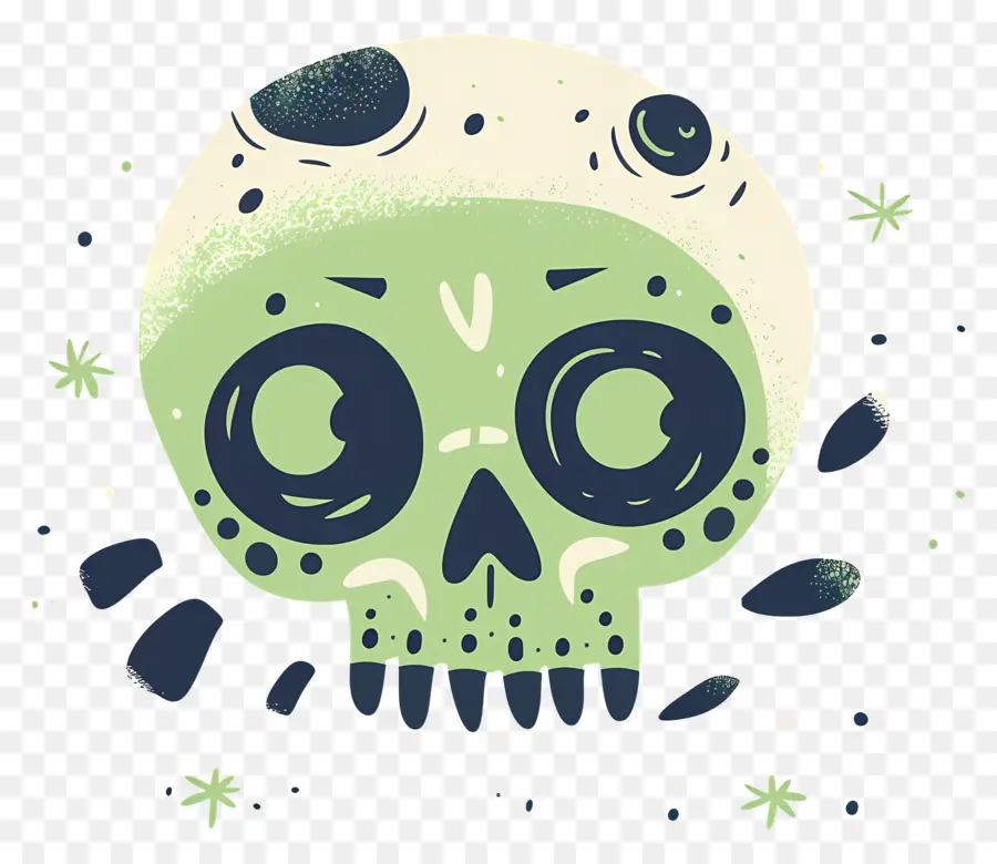 Caveira De Halloween，Caveira Verde PNG