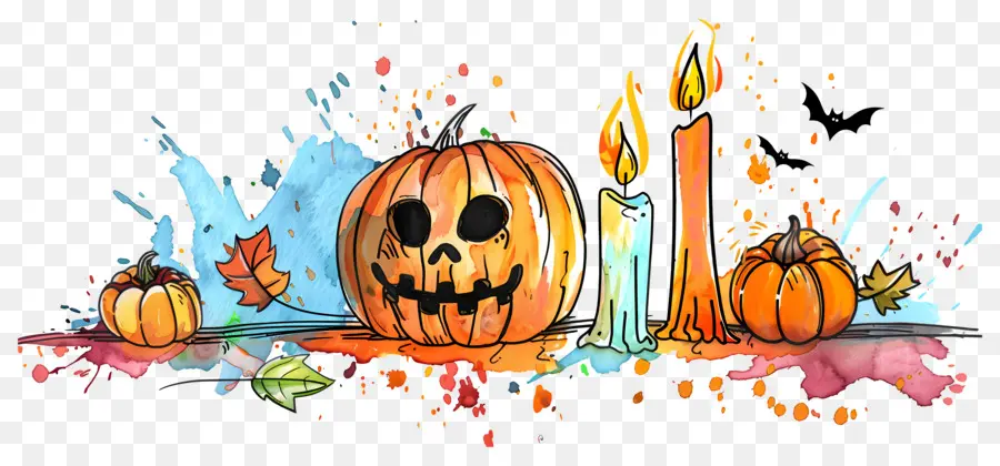 Decoração De Halloween，Abóbora E Caveiras PNG