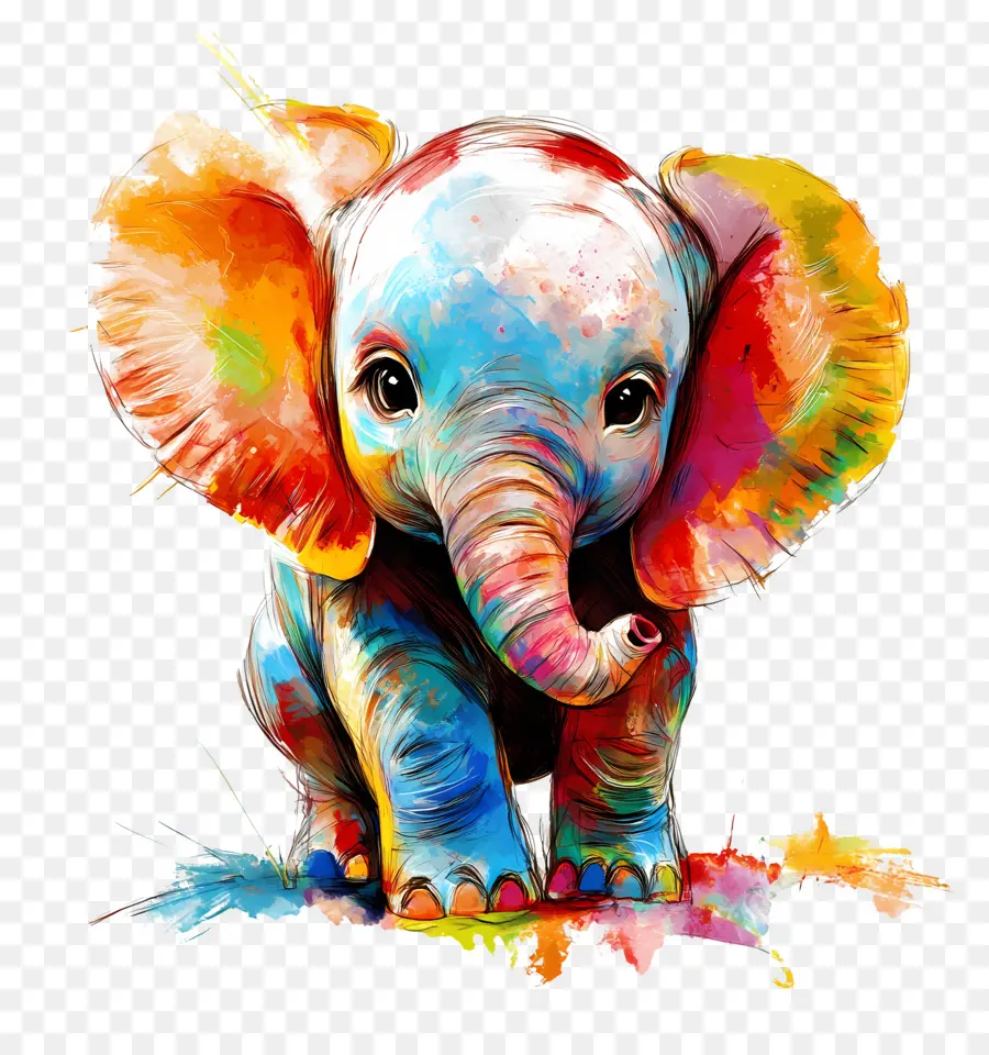 Bebê Elefante，Elefante Colorido PNG