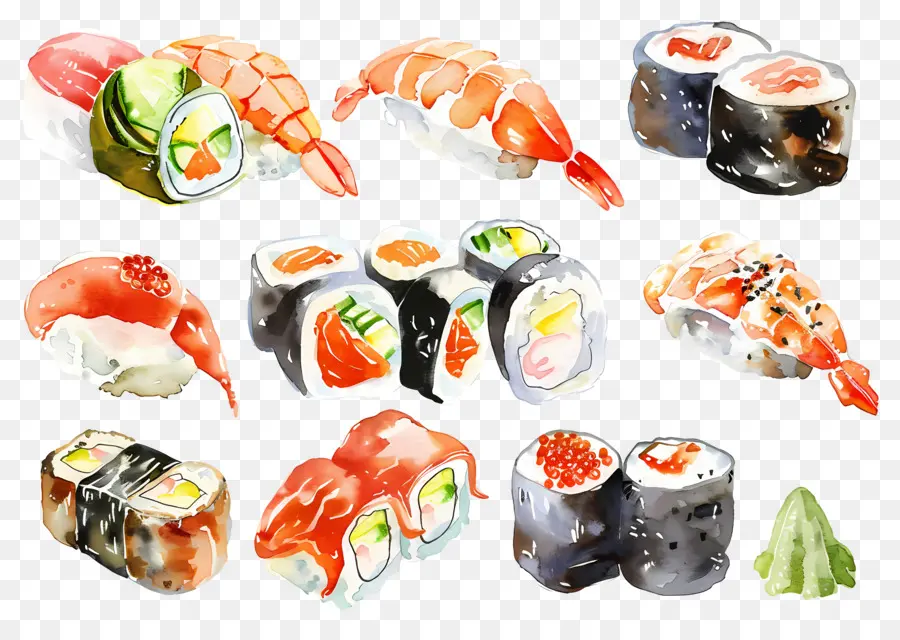 Sushi Aquarela，Sushi PNG