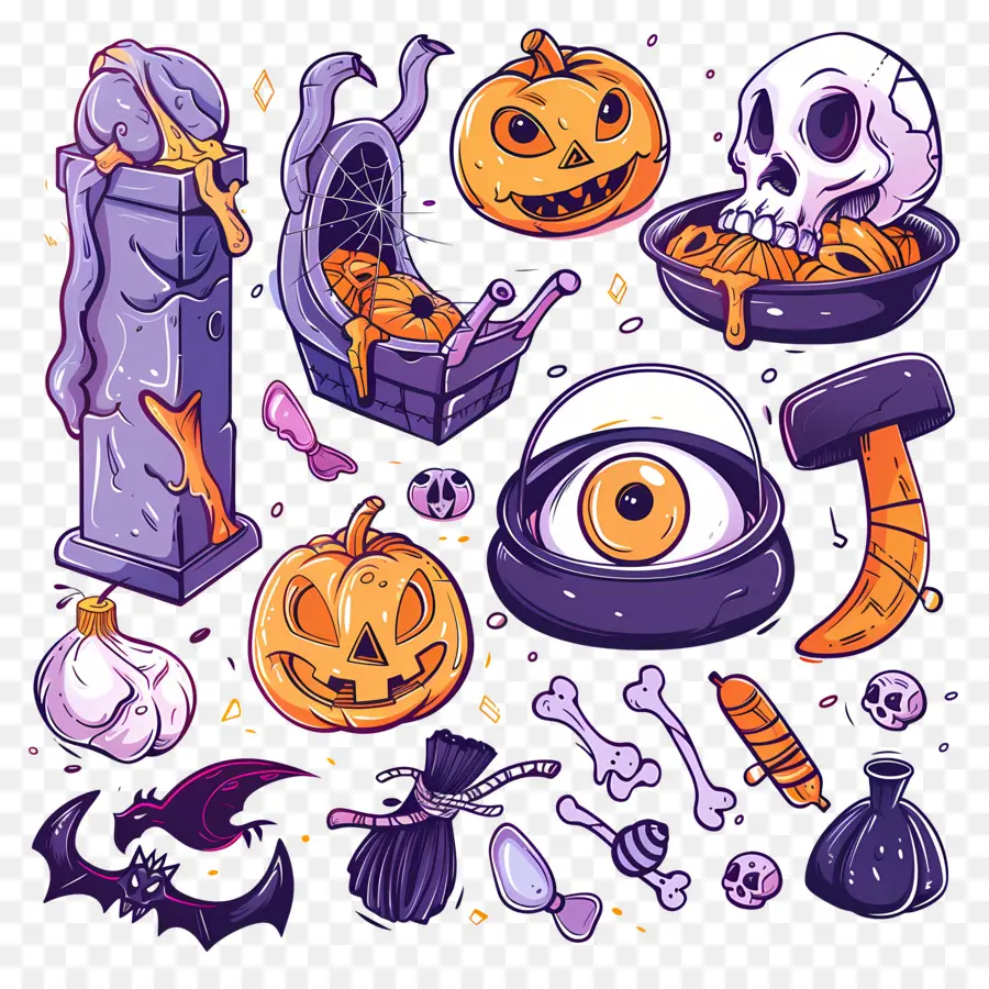 Fundo De Halloween，Símbolos De Halloween PNG