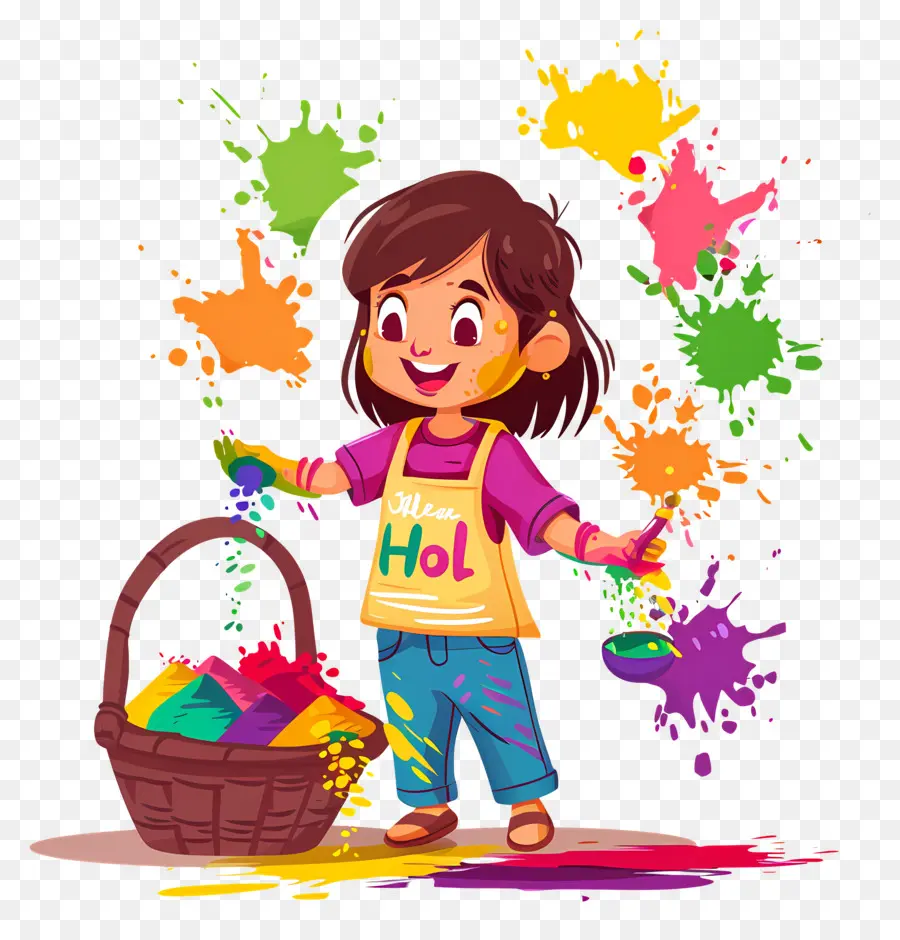 Fundo Holi，Menina Com Cores PNG