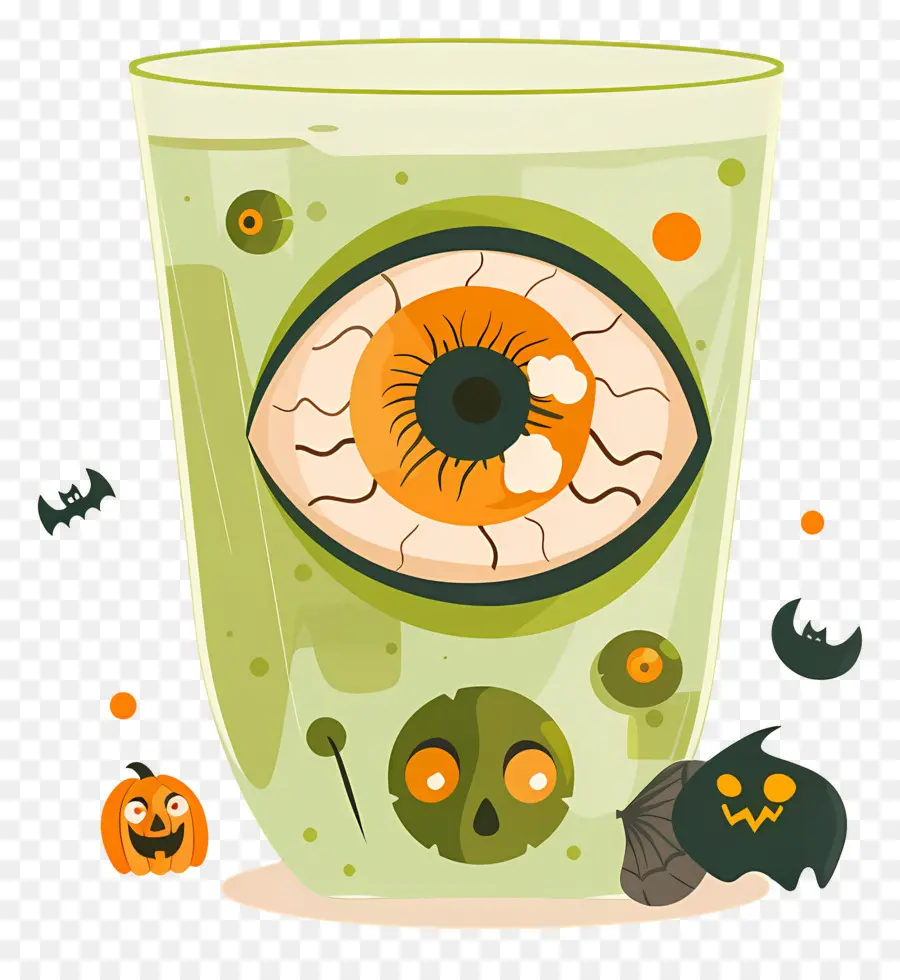 Bebida De Halloween，Bebida Verde Com Olho PNG