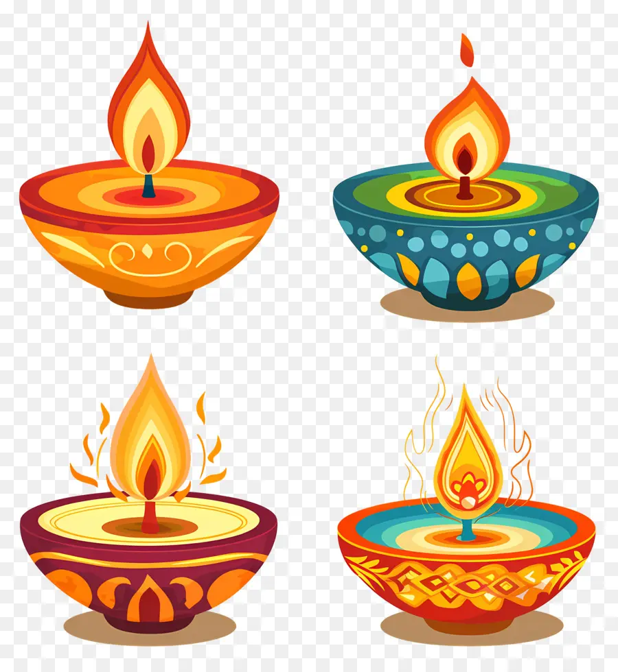 Vela Diwali，Diya Colorido PNG