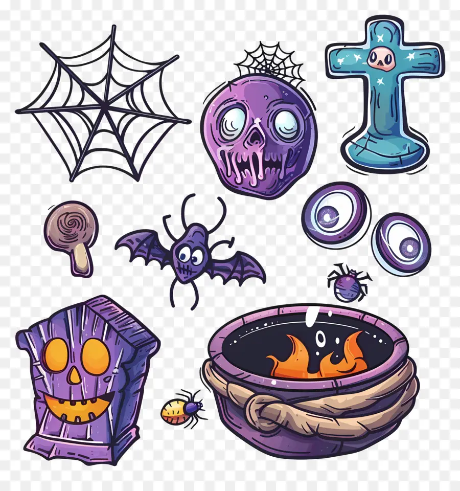 Fundo De Halloween，Elementos De Halloween PNG