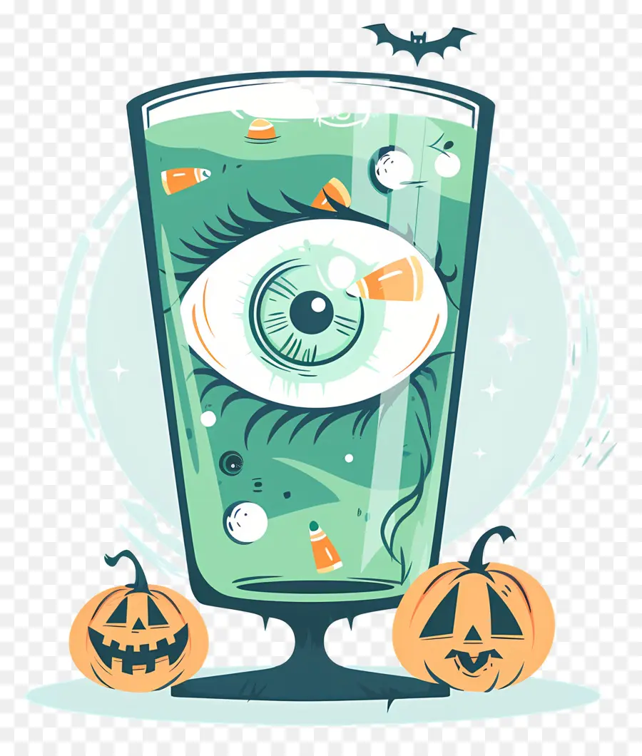 Bebida De Halloween，Globo Ocular Em Bebida Verde PNG