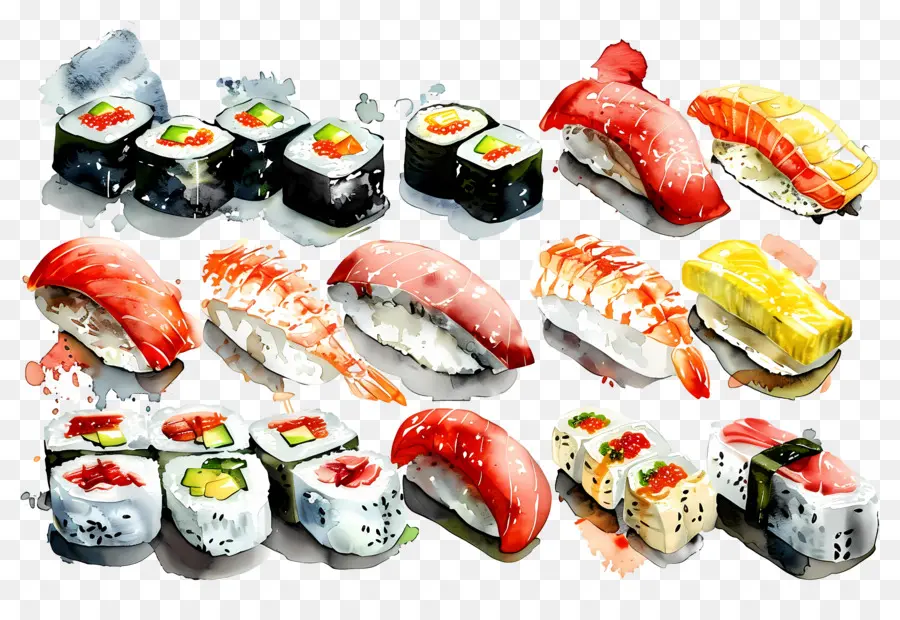 Sushi Aquarela，Sushi PNG