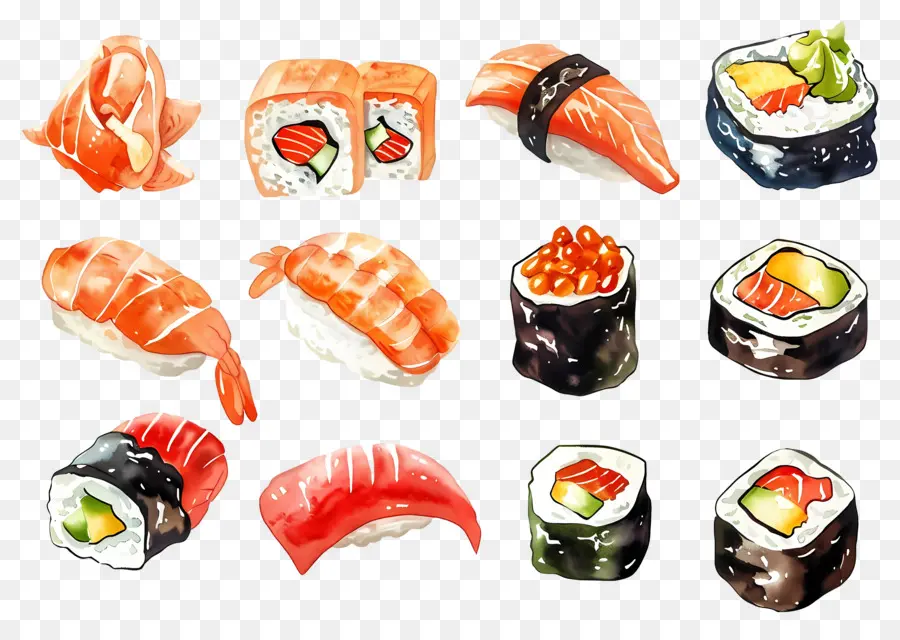 Sushi Aquarela，Sushi PNG