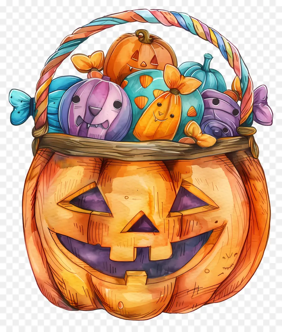 Cesta De Halloween，Cesta De Abóbora PNG