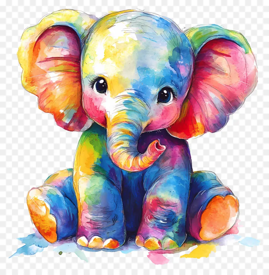 Bebê Elefante，Elefante Colorido PNG