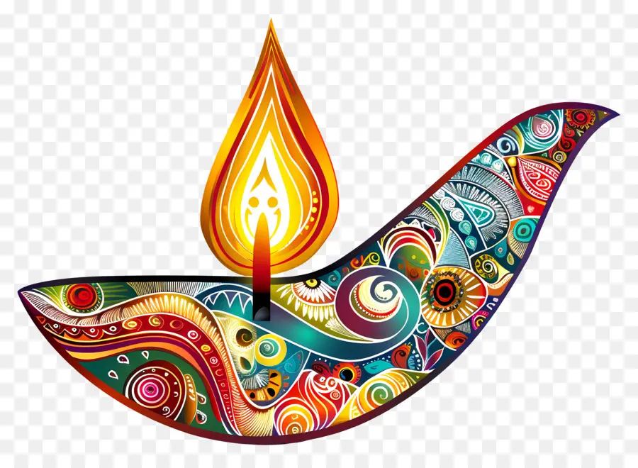 Diwali Diya，Diya Colorido PNG