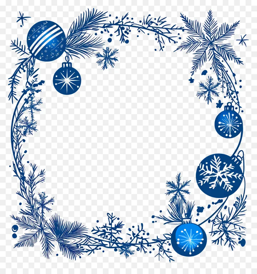 Moldura De Natal Azul，Coroa Azul PNG