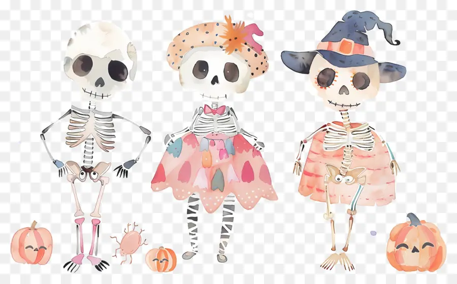 Esqueletos De Halloween，Esqueletos Em Fantasias PNG