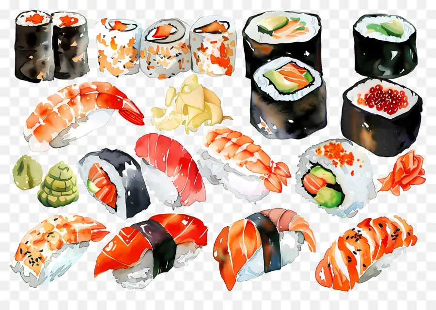 Sushi Aquarela，Sushi PNG