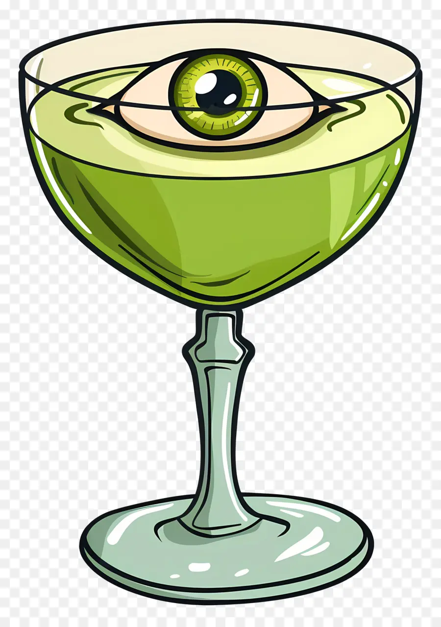 Bebida De Halloween，Olho Verde Em Vidro PNG