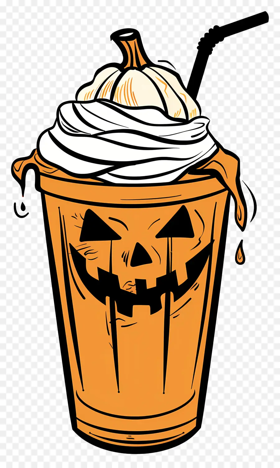 Milk Shake De Halloween，Bebida Com Tema De Abóbora PNG