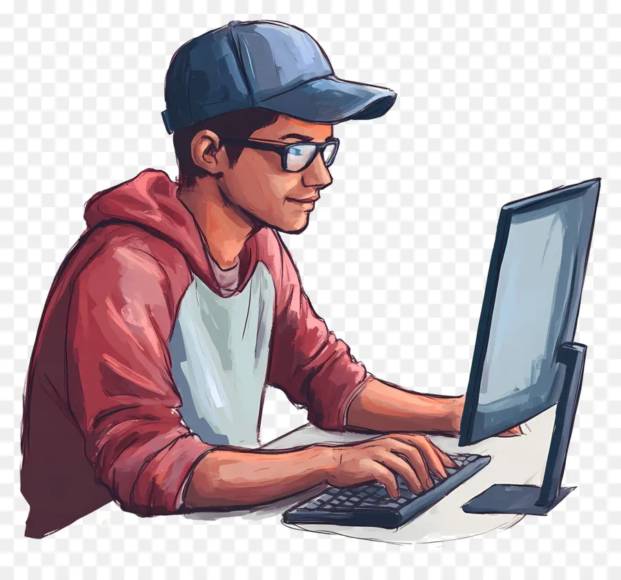 Estudante De Informática，Pessoa Com Computador PNG