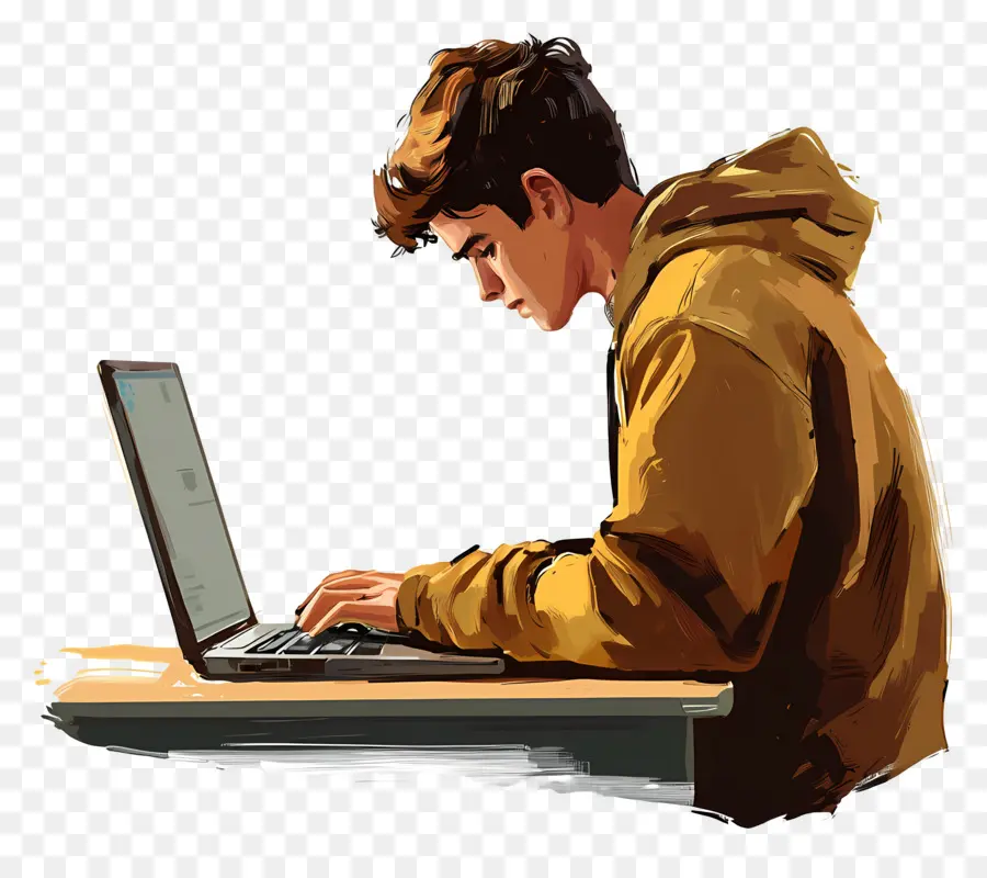 Estudante De Informática，Pessoa Com Computador PNG