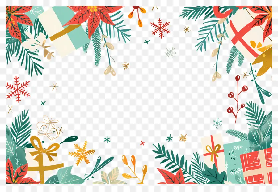 Fundo De Natal，Moldura Floral PNG