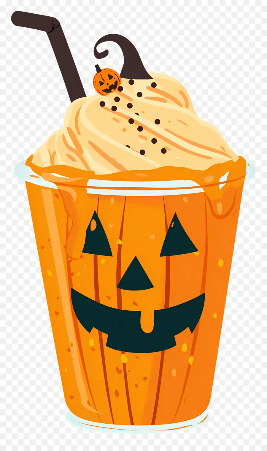 Milk Shake De Halloween，Bebida Com Tema De Abóbora PNG