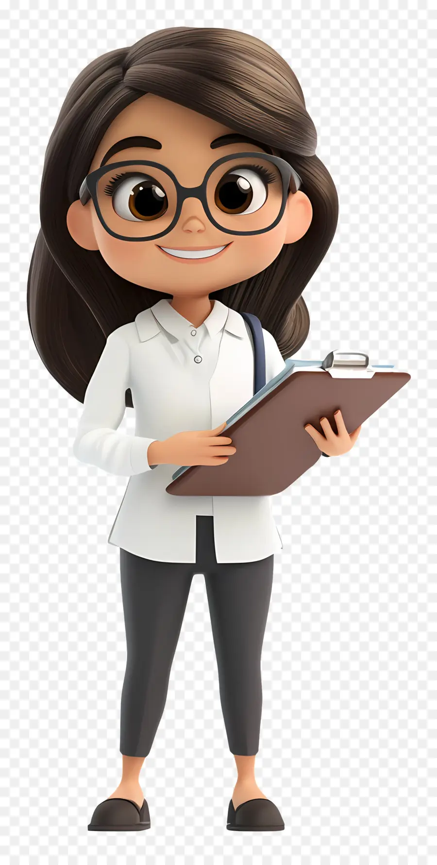 Professor，Mulher De Desenho Animado Com Prancheta PNG