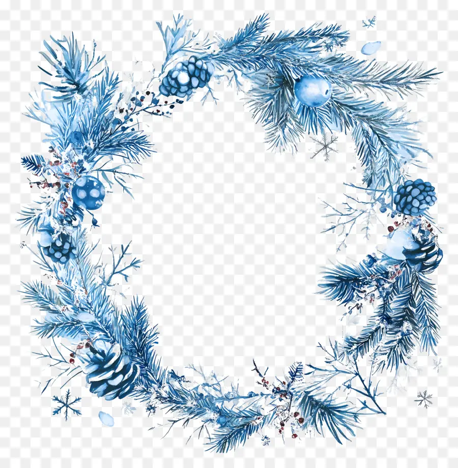 Moldura De Natal Azul，Coroa Azul PNG