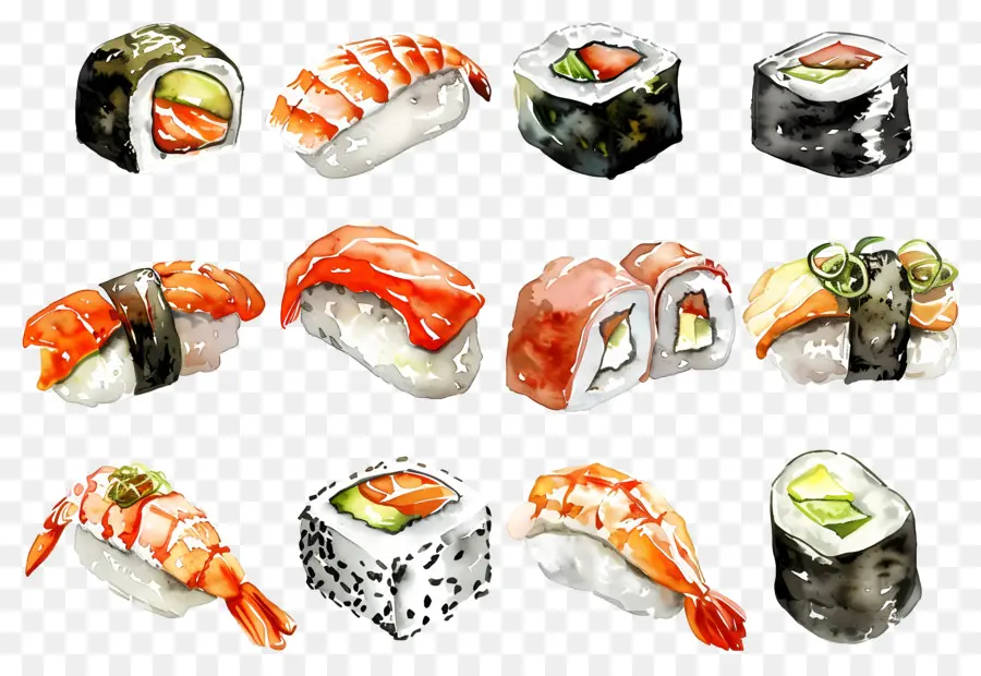 Sushi Aquarela，Sushi PNG