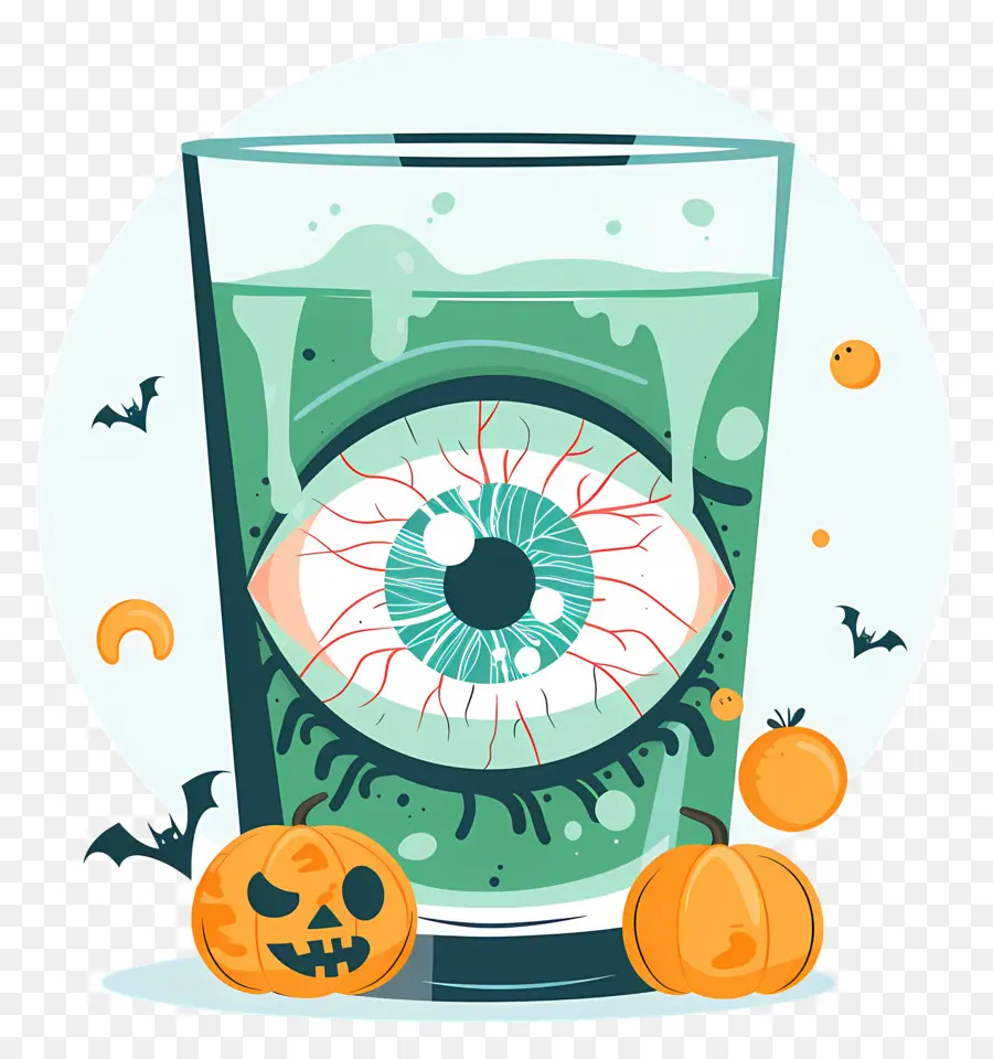 Bebida De Halloween，Bebida Verde Com Olho PNG