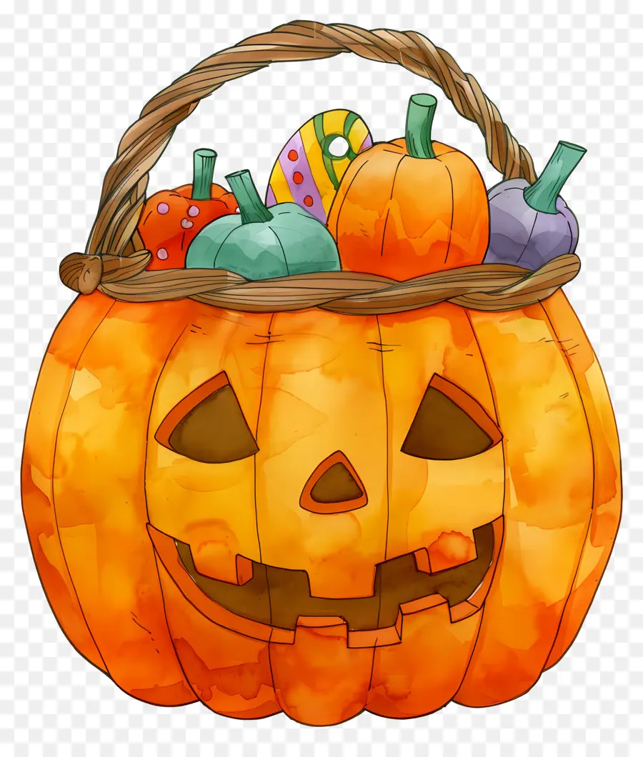 Cesta De Halloween，Cesta De Abóbora PNG