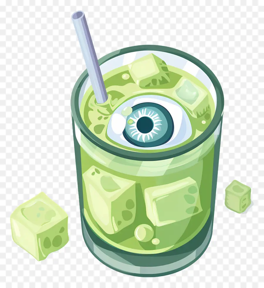 Bebida De Halloween，Bebida De Globo Ocular Verde PNG